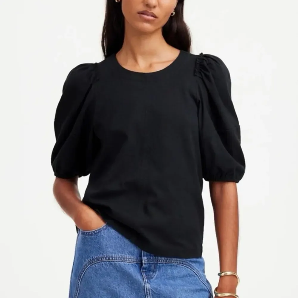 Madewell Puff Sleeve Tee Jet Black Size XXS NWT
